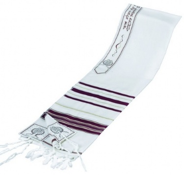 Light Wool Traditional Tallit, Maroon