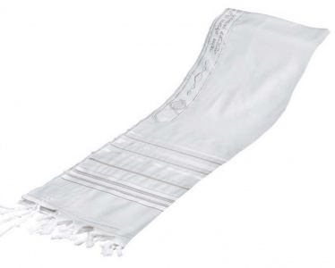 Light Wool Traditional Tallit, White