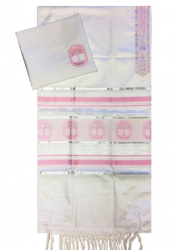 Tree of Life Tallit Set, Pink