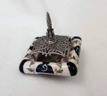 Ceramic Square Dreidel with Filigree Bottom by Danny Azoulay