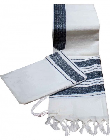 Carmel Hand Woven Tallit Set Black