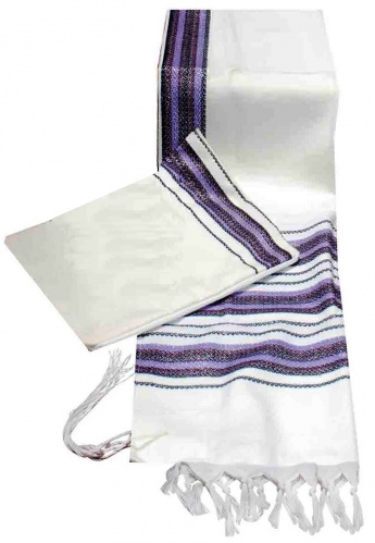 Carmel Hand Woven Tallit Set Purple - Large