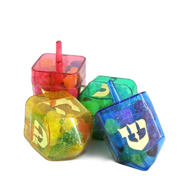 Square Dreidels filled with Gelt and Dreidels