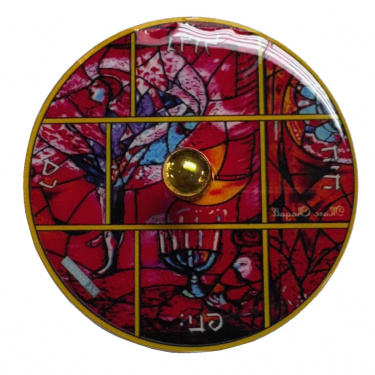 Marc Chagall Windows Wooden Dreidel Red (Israeli style)