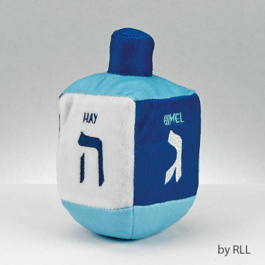 Plush Embroidered Blue and White Musical Dreidel