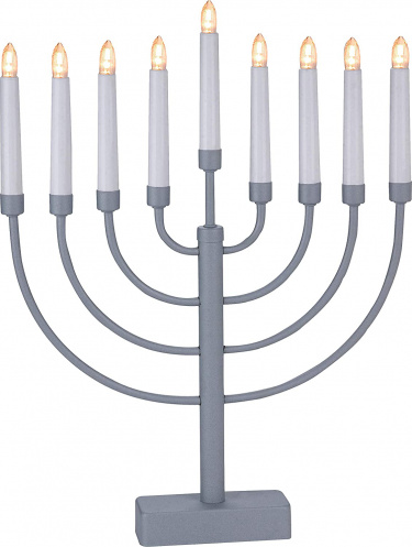 Battery Operated Menorah with Timer Silver