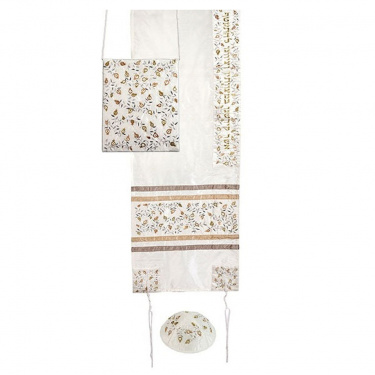 Emanuel Embroidered Gold Flowers Talit Set