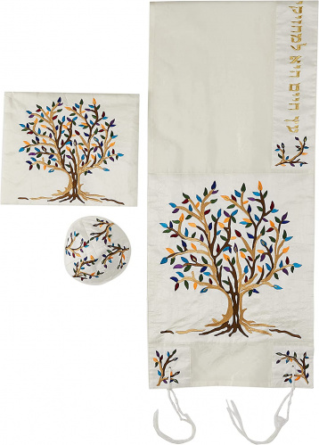 Emanuel Raw Silk Tree of Life Tallit Set