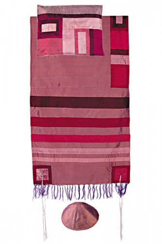 Emanuel Maroon on Maroon Silk Tallit Set