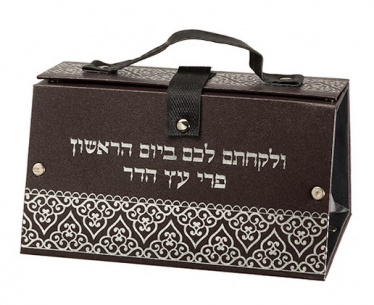 Faux Leather Etrog Box with Mosaic Silver Print