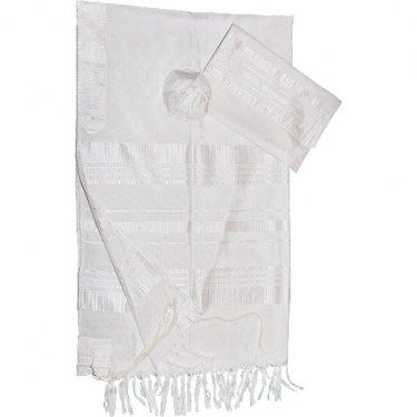 Gabrieli White on White Silk Tallit Set