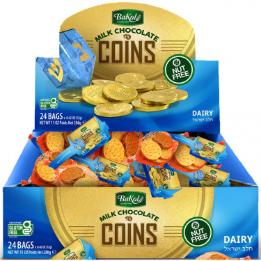 Milk Chocolate Gelt Cholov Yisroel Gold Coins