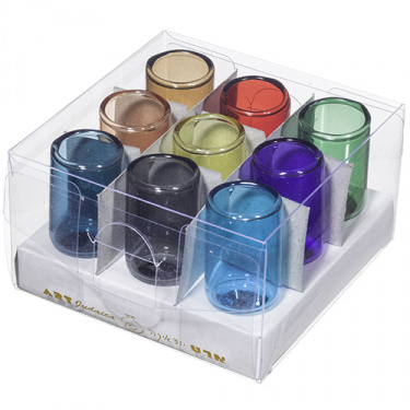 Glass Colorful Oil Cups - Pack Of 9
