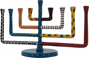 Chanukah Menorah Square Arms Blue