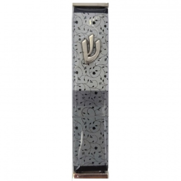 Gray Leaves Mezuzah Design 8cm