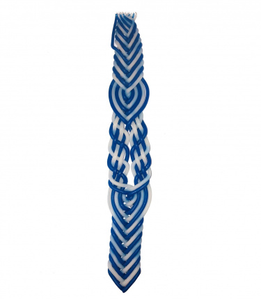 Braided 12 Wick Beeswax Havdalah Candle - Blue/White
