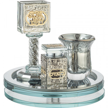 Crystal Havdalah Set with Spinning Tray