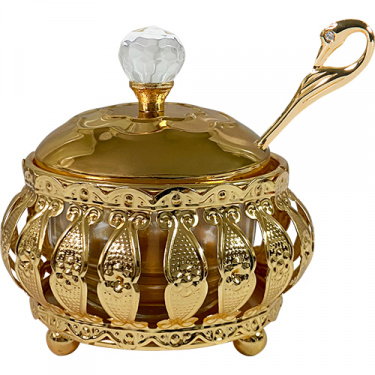 Traditional Honey Dish Gold Tone