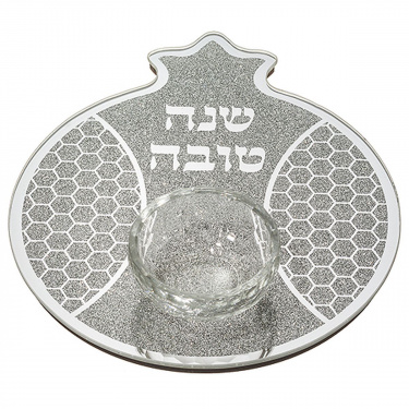 Mirrored Honeycomb Reinforced Glass Apple & Honey Dish