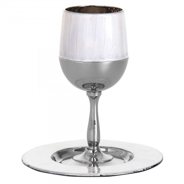 White Enameled Kiddush Cup