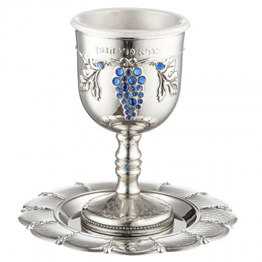 Nickel Grapes Kiddush Cup with Tray