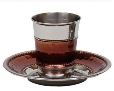 Stemless Stainless Steel Kiddush Cup Set Brown