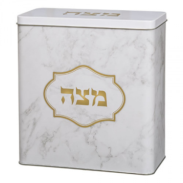 Decorated Matzah Tin Gold Marble
