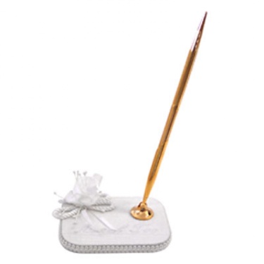 Mazel Tov White Bridal Pen & Holder Set