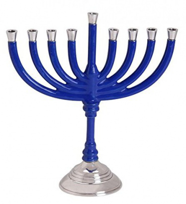 Aluminum Menorah with Blue Finish