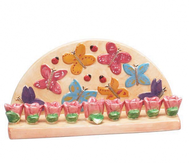 Butterflies and Flowers Menorah