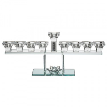 Crystal Menorah with Crushed Glass