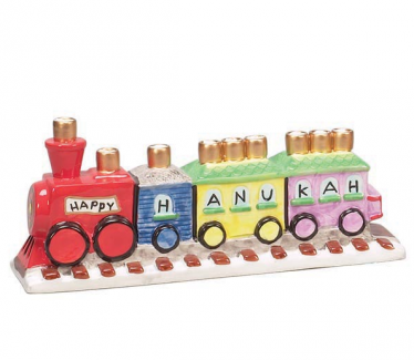 Happy Hanukah Train Menorah