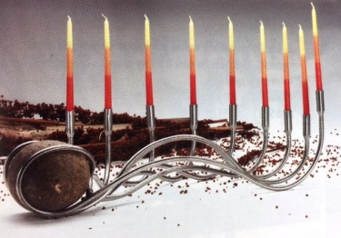 Steel and River Rock Menorah by Festa & Co