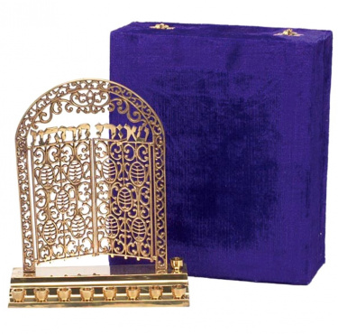 Gates of Our Freedom Brass Menorah with Velvet Box