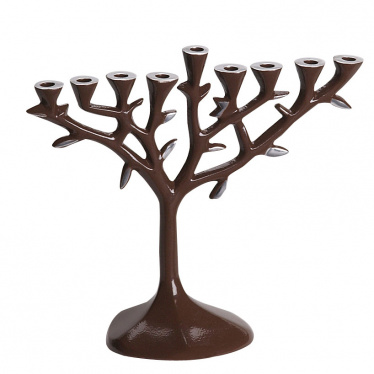 Aluminum Tree of Life Menorah with Brown Finish 