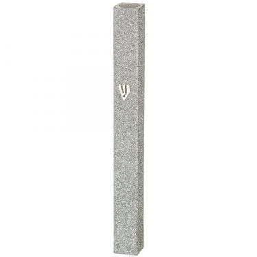 Aluminum Mezuzah Silver Glitter - 12cm