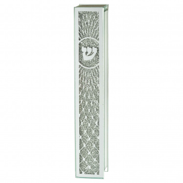 Mirrored Pattern Glass with Stone Mezuzah 12cm