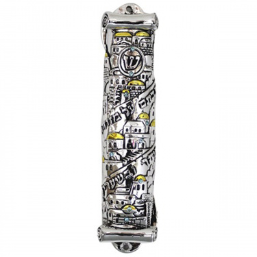 Jerusalem Polyresin Mezuzah 12cm