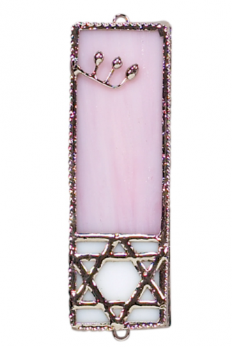 Pink Art Glass Mezuzah