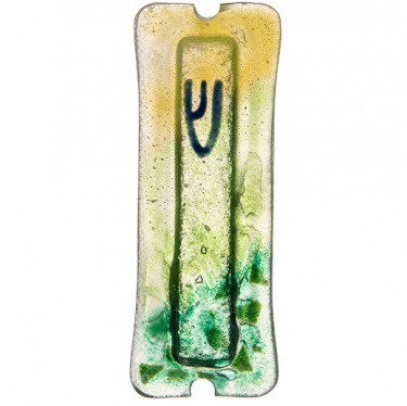 Yellow-Green Glass Mezuzah