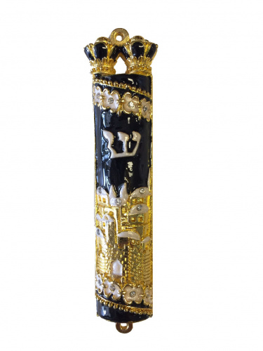 Enameled Crown Mezuzah