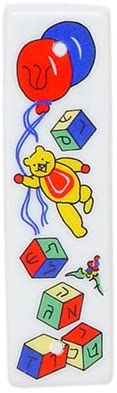 Ceramic Bear Blocks and Balloons Mezuzah