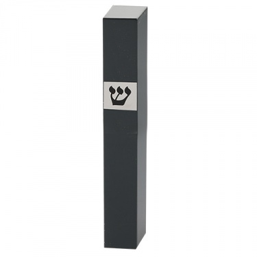 Gray Mezuzah With Shin Plaque 12cm