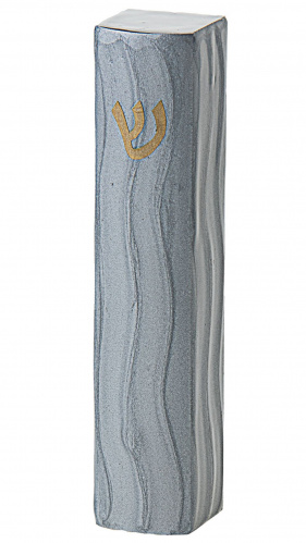 Silver Enamel with Gold Shin Mezuzah