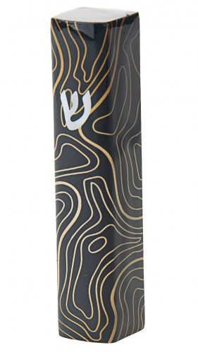 Black and Gold Abstract Mezuzah