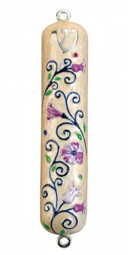 Floral Enameled Mezuzah