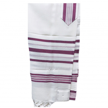 Mofet Maroon & Silver Stripes Wool Tallit size 55
