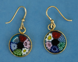 Millefiori Glass Earrings.