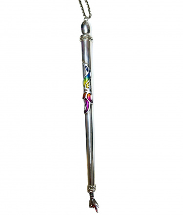 Triple Leaf Enameled and Sterling Silver Yad by Nadav