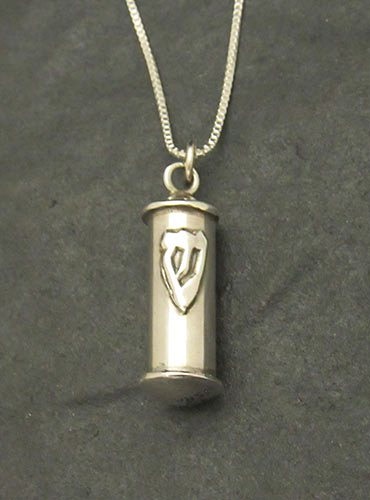 Oval Mezuzah with Shin Necklace